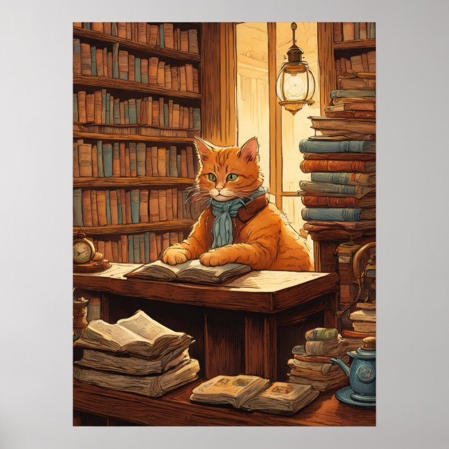 Bibliothekskatze #12 Poster (Vorne)
