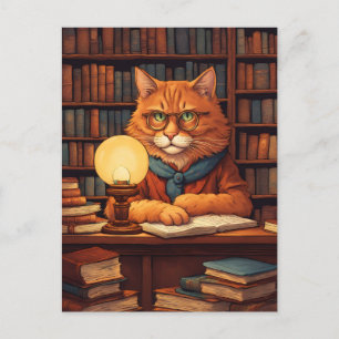 Bibliothekskatze #9 Postkarte