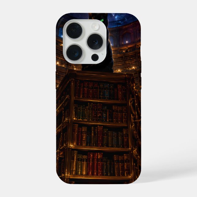 "Bibliothekskatze Mitternacht iPhone Hülle (Rückseite)