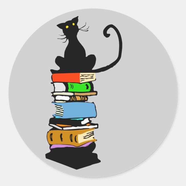 Bibliothekskatze Runder Aufkleber (Vorderseite)