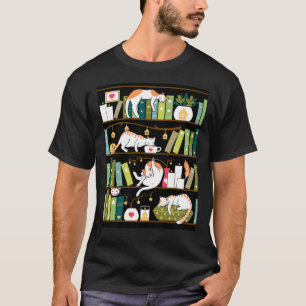 Bibliothekskatzen - skurrile Katzen in den Bücherr T-Shirt