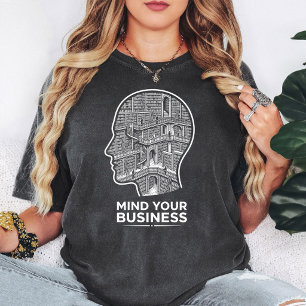 Bibliothekskopf Kunst Mind Your Business T-Shirt