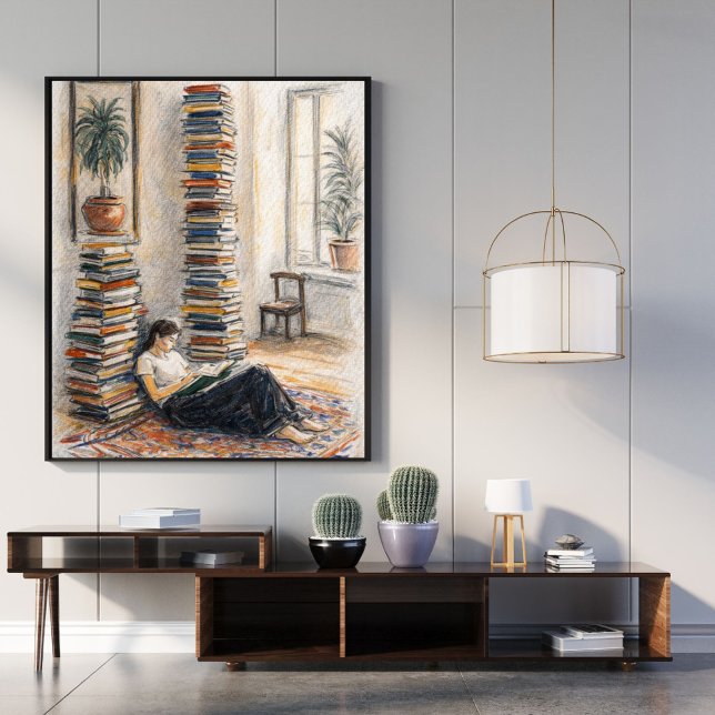 Bibliothekskunst | Bücherstapel | Lesergeschenk Poster (Von Creator hochgeladen)