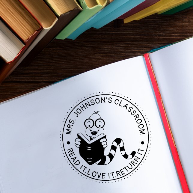 BibliothekslehrerIn Gummistempel (Bookworm Library Teachers Classroom Rubber Stamp)
