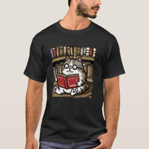 Bibliotheksliebhaber-Kätzchen Haustier Buchleser B T-Shirt