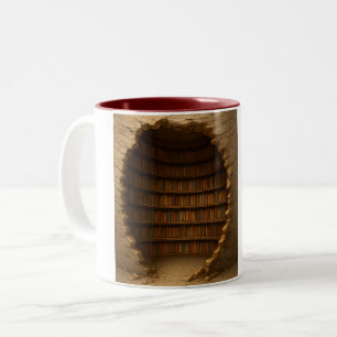 Bibliotheksregal Tasse, Bücherliebhaber Kaffeetass Zweifarbige Tasse