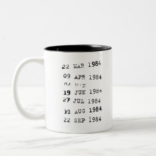 Bibliotheksstempel Fälligkeitsdatum 1984 Zweifarbige Tasse