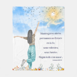 Biblische Motivationsverse auf Spanisch Fleecedecke