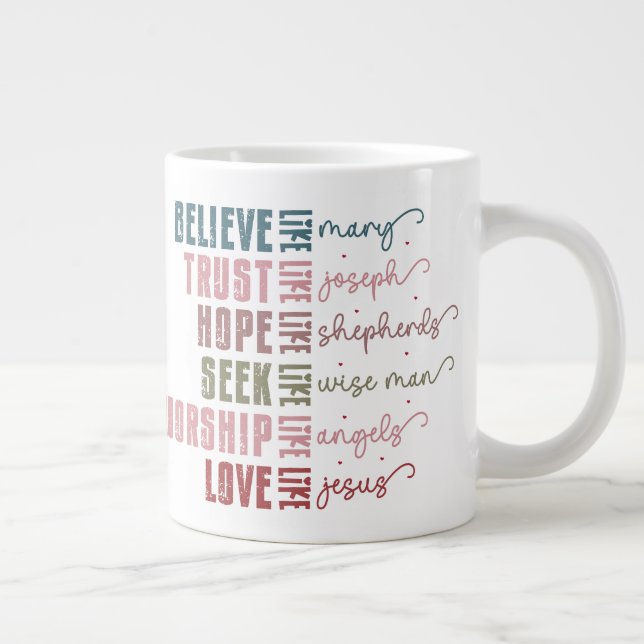 Biblische Tugenden Jumbo-Tasse (Rechts)