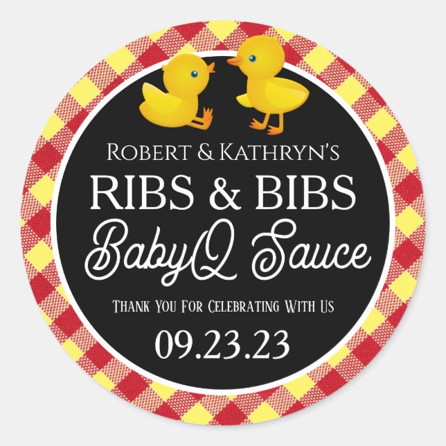 Bibs & Ribs BabyQ Personalisiertes Etikett Runder Aufkleber (Vorderseite)