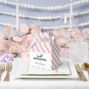 Bibs & Ribs BBQ Rustik Rosa Gingham-Baby-Party Geschenkschachtel