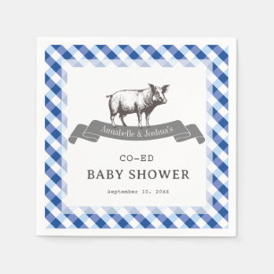 Bibs & Ribs BBQ Rustikale Navy-Gingham-Baby-Party Serviette