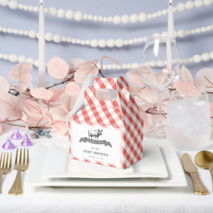 Bibs & Ribs BBQ Rustikale Rotkarierte Babyparty Geschenkschachtel