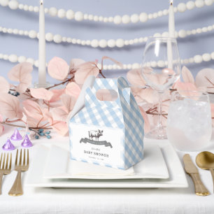 Bibs & Ribs BBQ Rustikales Blau Kariert Baby Showe Geschenkschachtel