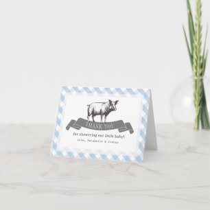 Bibs & Ribs GRILLEN Rustic Blue Gingham Baby Showe Dankeskarte