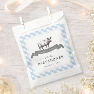 Bibs & Ribs GRILLEN Rustic Blue Gingham Baby Showe Geschenktütchen