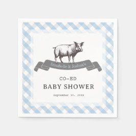 Bibs & Ribs GRILLEN Rustic Blue Gingham Baby Showe Serviette