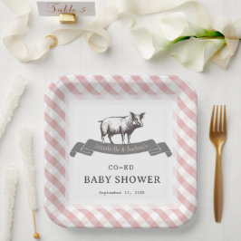 Bibs & Ribs GRILLEN Rustic Pink Gingham Kinderdusc Pappteller