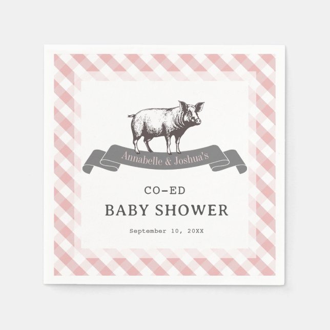 Bibs & Ribs GRILLEN Rustic Pink Gingham Kinderdusc Serviette (Vorderseite)