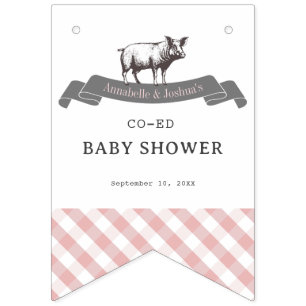 Bibs & Ribs GRILLEN Rustic Pink Gingham Kinderdusc Wimpelkette