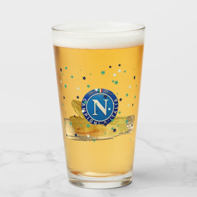 Bicchiere di birra terzo Scudetto Napoli Glas (Vorne (Gefüllt))