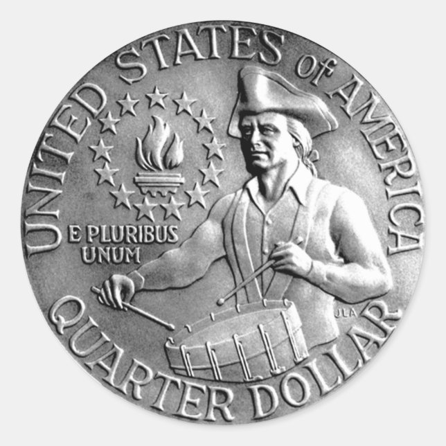 Bicentenial Quater Coin Runder Aufkleber (Vorderseite)
