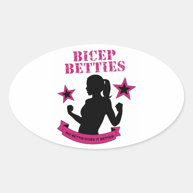 Bicep Betties Oval Sticker (Vorderseite)