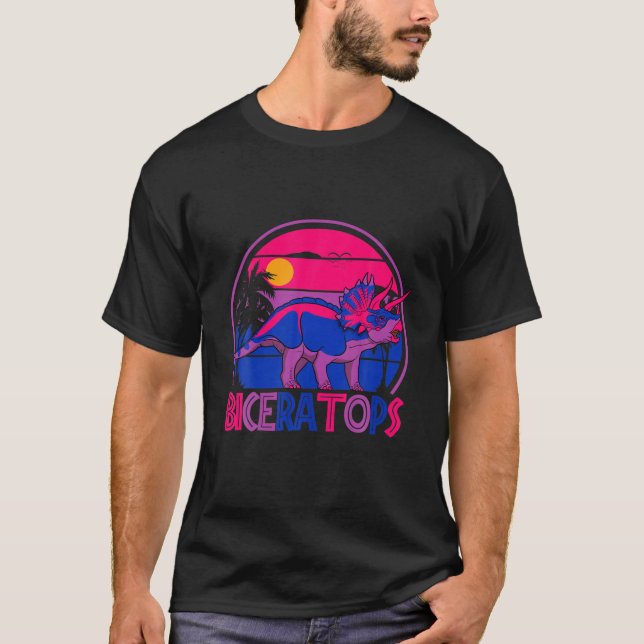 Biceratops Bisexuelle Flagge LGBTQ Ceratops Dino T-Shirt (Vorderseite)
