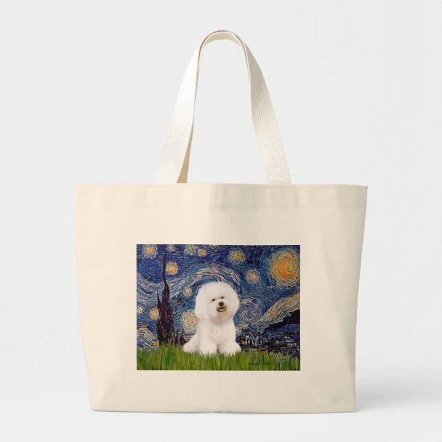 Bichon 1 - Starry Night Jumbo Stoffbeutel (Vorne)