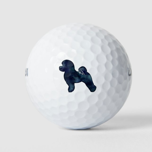 Bichon Dog Breed Black Watercolor Silhouette Golfball (Vorderseite)
