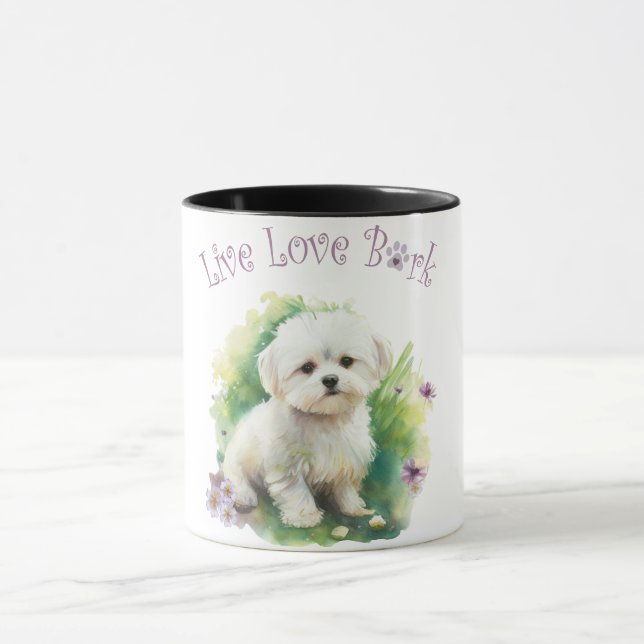 Bichon Dog Mama Floral Tasse (Zentrum)