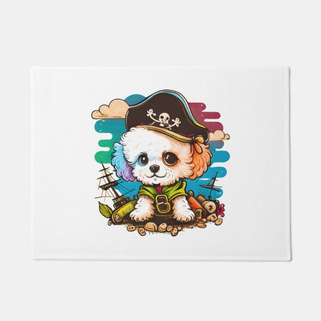 Bichon Dog Pirate Fußmatte (Vorderseite)