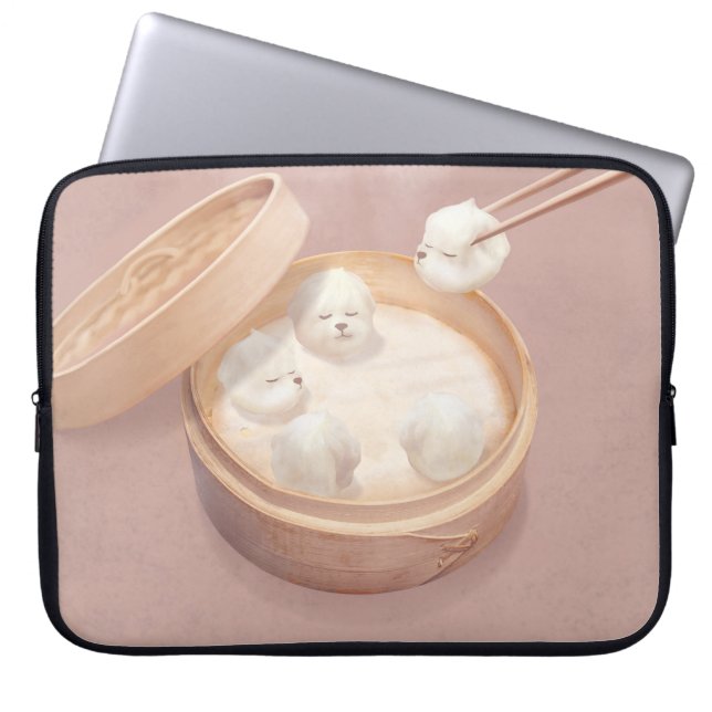 Bichon Dumplings: Cute Xiao Long Bao Dim Sum Art Laptopschutzhülle (Vorderseite)