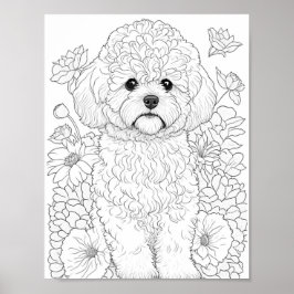 Bichon Frise Adult Coloring Poster