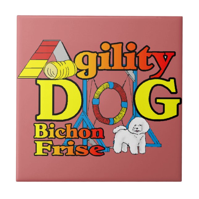 Bichon Frise Agility Fliese (Vorderseite)