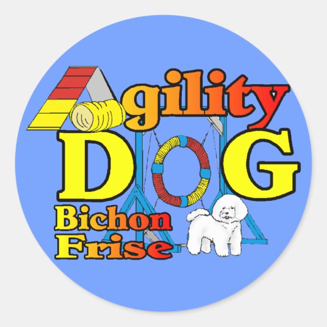 Bichon Frise Agility Geschenke Runder Aufkleber (Vorderseite)