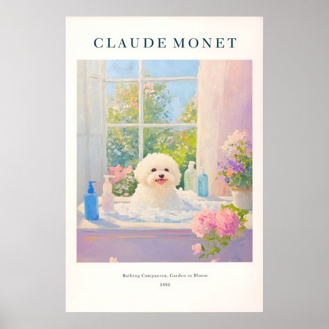 Bichon Frise Art Print Monet Style French Bathroom Poster (Vorne)