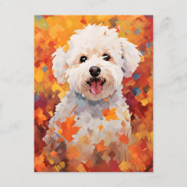 Bichon Frise Autumn Erntedank Postkarte