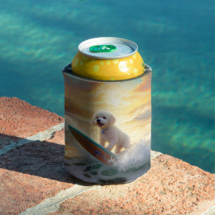 Bichon Frise Beach Surfmalerei Dosenkühler