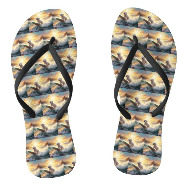 Bichon Frise Beach Surfmalerei Flip Flops (Fußbett)