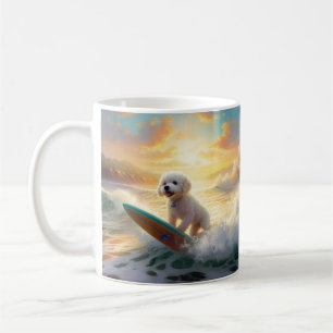 Bichon Frise Beach Surfmalerei Kaffeetasse