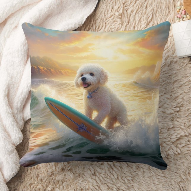 Bichon Frise Beach Surfmalerei Kissen (Decke)
