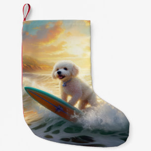 Bichon Frise Beach Surfmalerei Kleiner Weihnachtsstrumpf