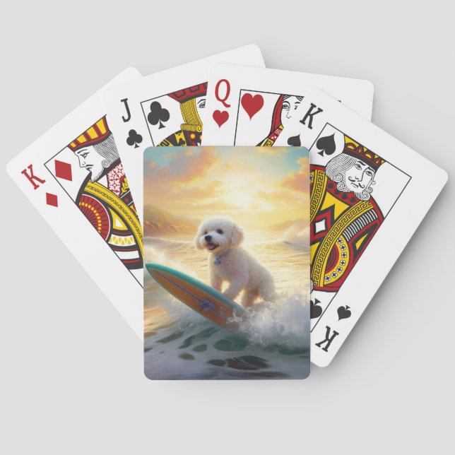 Bichon Frise Beach Surfmalerei Spielkarten (Rückseite)