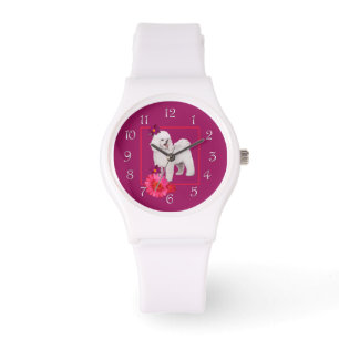 Bichon Frise Blumenfreude Armbanduhr