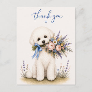 Bichon Frise Blumenstrauß Dankeschön Postkarte