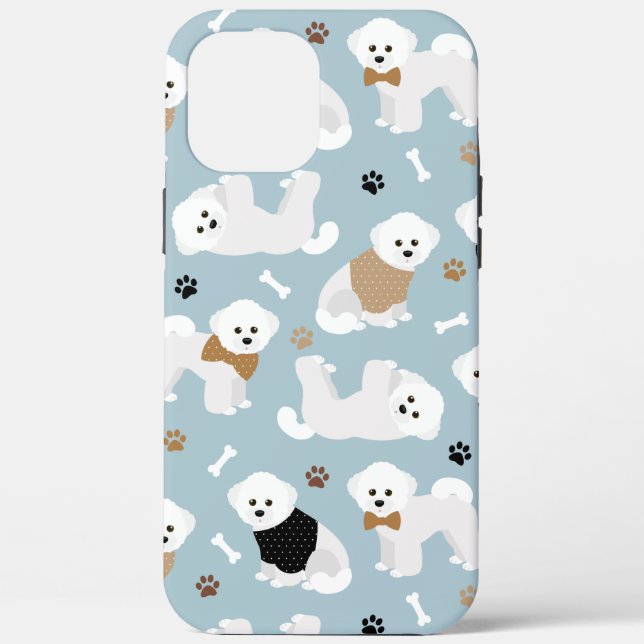 Bichon Frise Bones and Paws Blue Case-Mate iPhone Hülle (Rückseite)