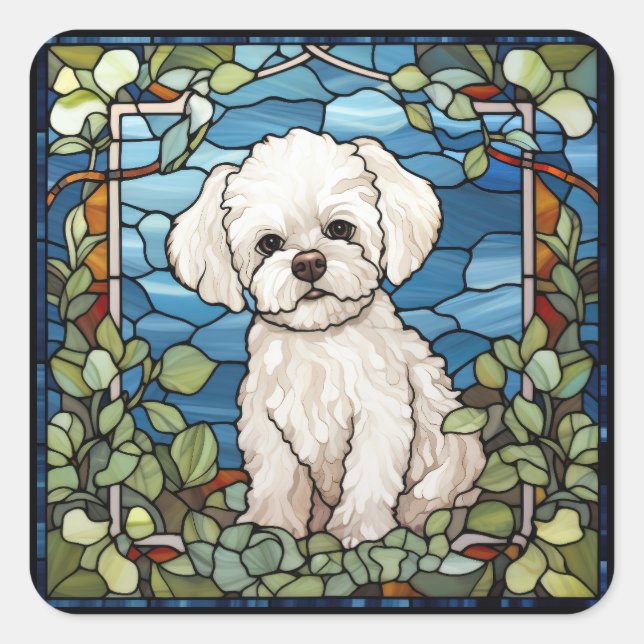Bichon Frise Card Quadratischer Aufkleber (Vorderseite)