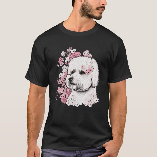 Bichon Frise Cherry Blossom Dog Breed Japanese Sak T-Shirt (Vorderseite)