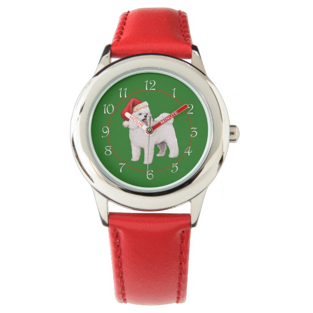 Bichon Frise Christmas Armbanduhr (Vorderseite)